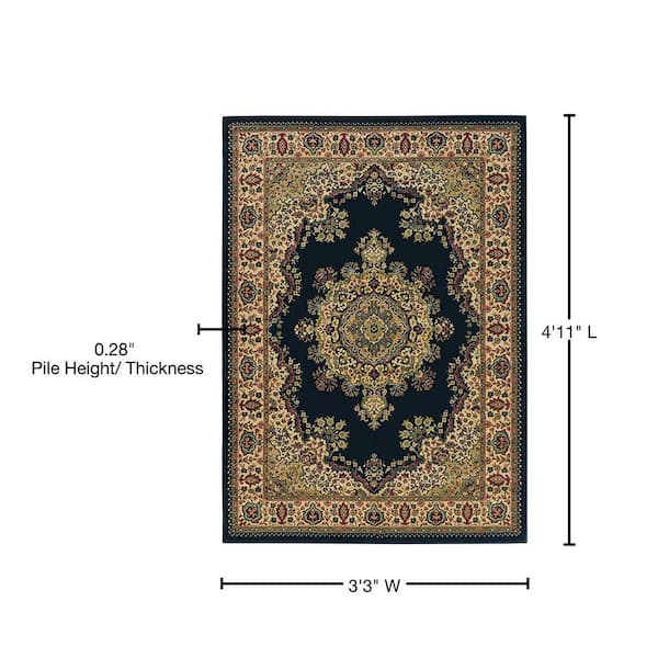 Unbranded - Castello Black 3 ft. x 5 ft. Traditional Oriental Medallion Area Rug