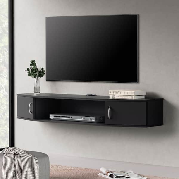 Tv Floating Cabinet Desk Storage Hutch, Wooden Wall Mounted Shelves For Tv