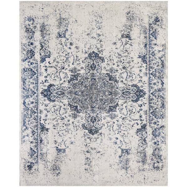 Brookside Cream and Blue 5 ft. x 8 ft. Vintage Medallion Area Rug