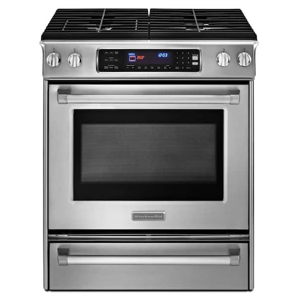 KitchenAid Pro Line Series 4.1 cu. ft. Slide-In Gas Range with Self-Cleaning Convection Oven in Stainless Steel