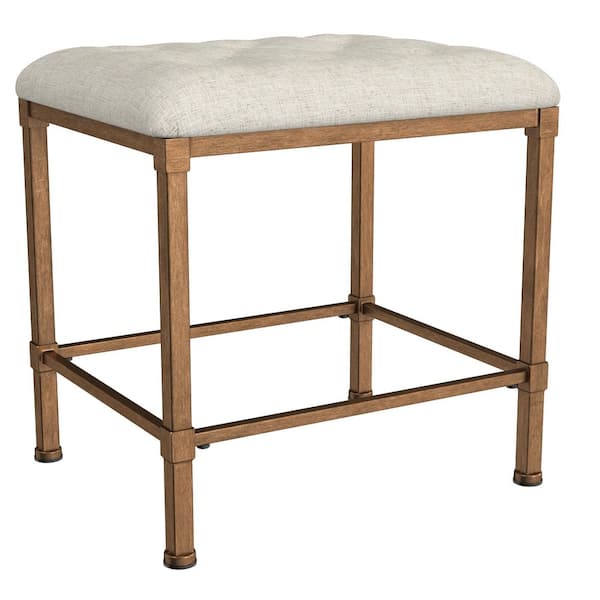 Katherine 15 in. x 18 in. Backless Vanity Stool in Golden Bronze and Cream