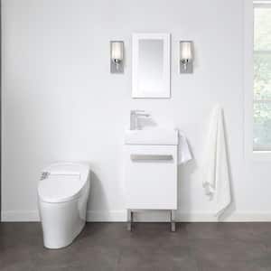 Woodmoore 18.5 in. W x 10 in. D x 34 in. H Single Sink Bath Vanity in Gloss White with White Ceramic Top with Mirror