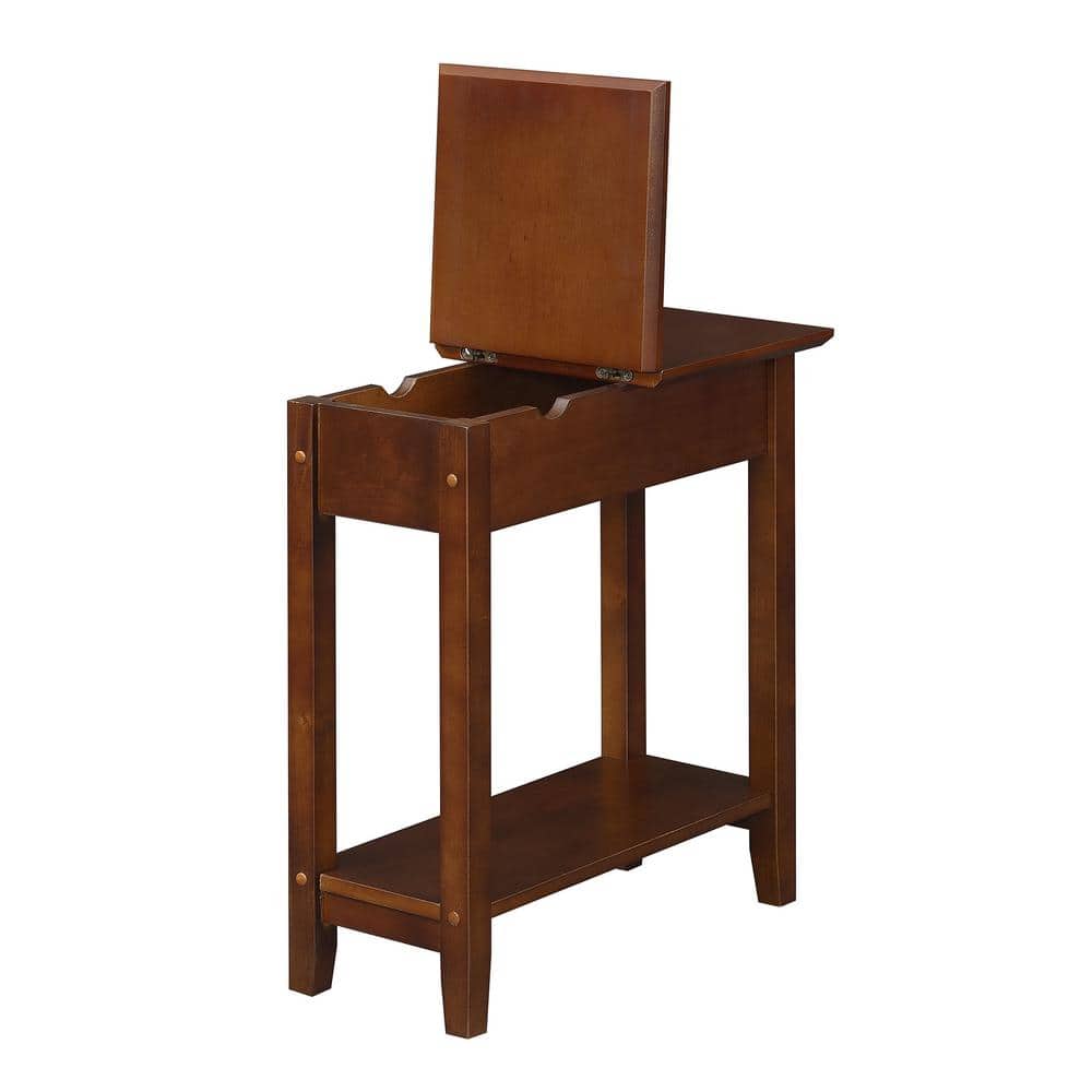 Espresso Heritage 23" Flip Top Wood End Table with Charging Station