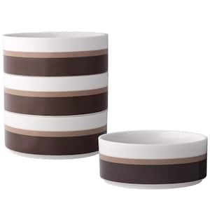 ColorStax Stripe Brown 6 in., 20 fl. oz. (Brown) Porcelain Cereal Bowls, (Set of 4)