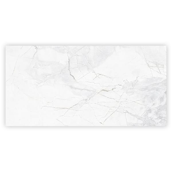 Strata 24 in. x 48 in. Polished Bright White with Gray Porcelain Wall and Floor Tile (15.5 sq. ft./Case) - 2 Pack