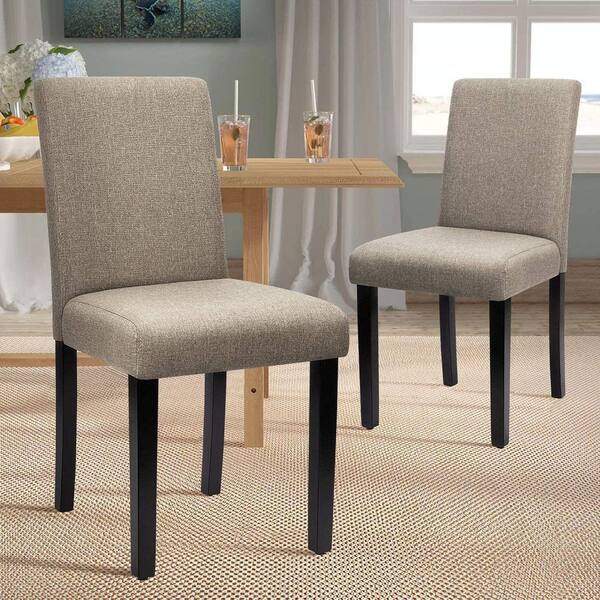 LACOO Beige Dining Chairs Fabric Upholstered Parson Kitchen Side