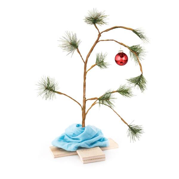 Peanuts 24 in. Charlie Brown Tree with Linus Blanket and Red Ornament (2-Pack)