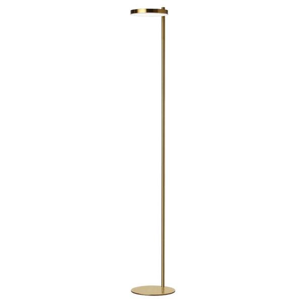 Dainolite Fia 60.5 in. Aged Brass, White Transitional 1-Light Standard Floor Lamp for Living Room Acrylic Round Shade