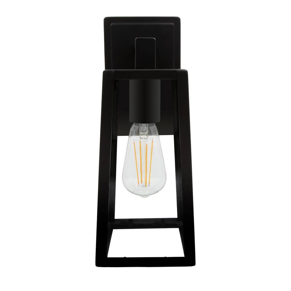 Black Metal and Clear Glass LED Outdoor Wall Sconce