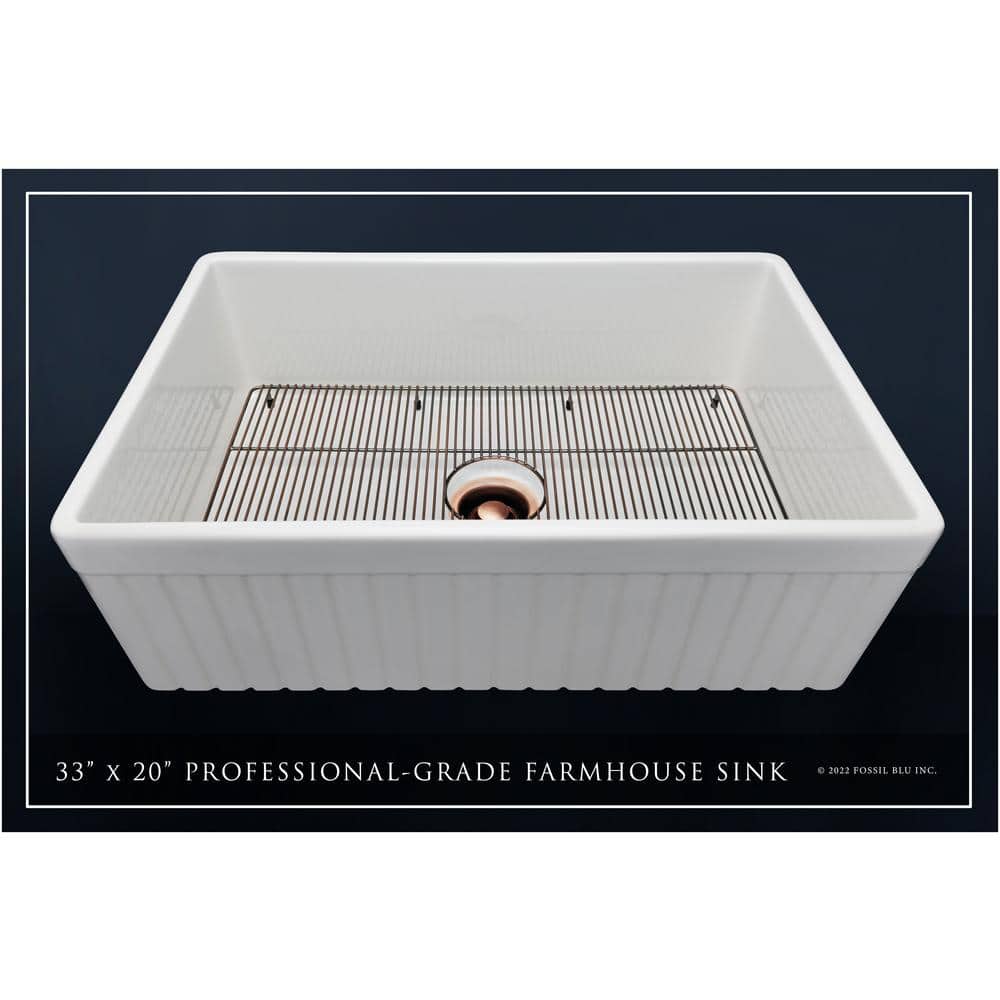 Glossy White Fireclay Farmhouse Apron-Front Sink