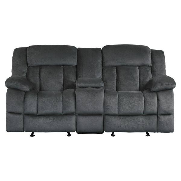 Benzara double glider recliner deals loveseat with center console