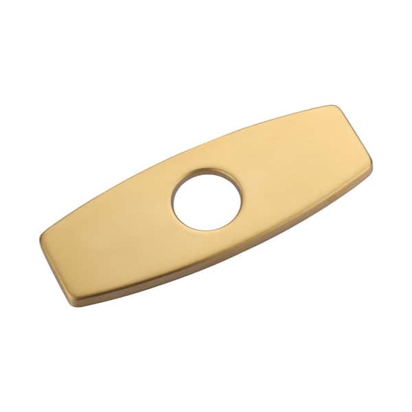 IVIGA 6.4 in. x 2.4 in. x 0.3 in. Stainless Steel 1-Hole or 3-Hole Bathroom Sink Faucet Deck Plate Escutcheon in Gold