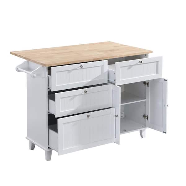 Unbranded A White Kitchen Cart Package with a Folding Board and Two Seats