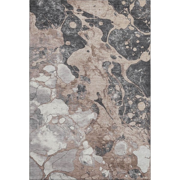 Mayfield Premium Machine Washable Abstract AMF1909 Mocha 8 ft. x 10 ft. Area Rug