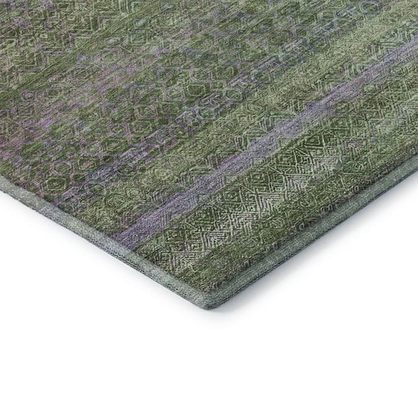 Mayfield Premium Machine Washable Abstract AMF2106 Olive 5 ft. x 7 ft. 6 in. Area Rug