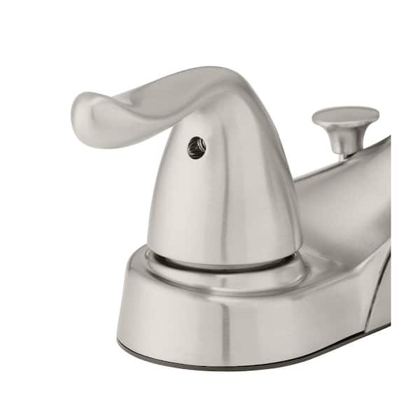 Constructor 4 in. Centerset 2-Handle Low-Arc Bathroom Faucet in Brushed Nickel