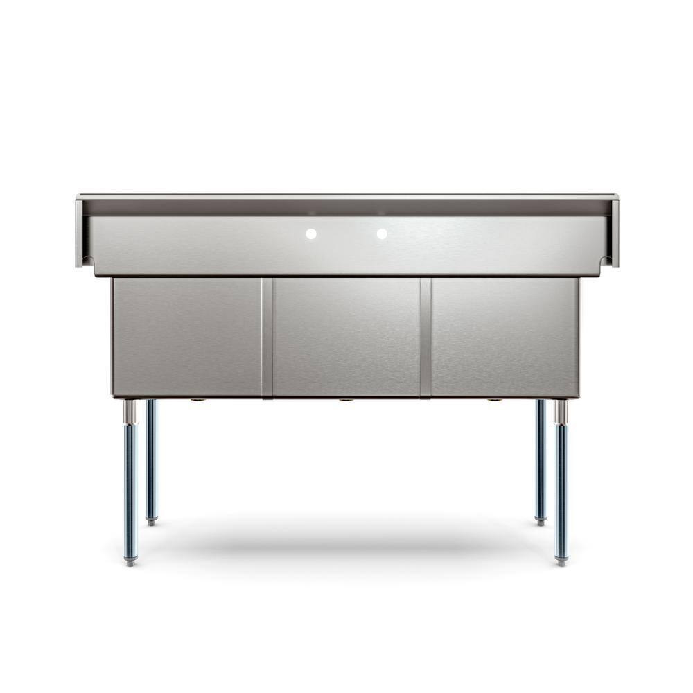 60'' Triple Bowl Brushed Stainless Steel Commercial Sink