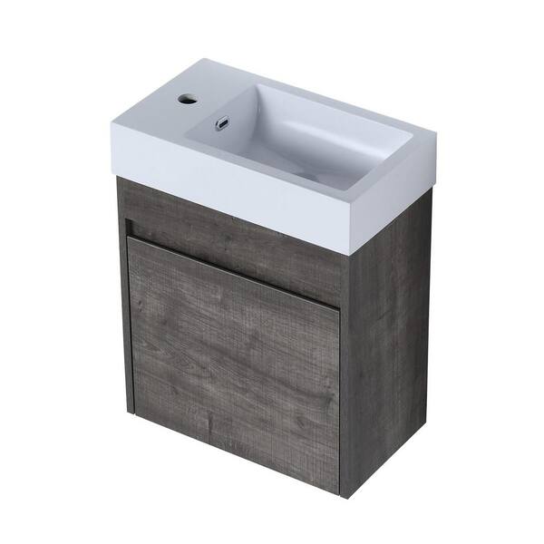 Miscool Anky 18.11 in. W x 10.23 in. D x 22.83 in. H Single Sink Bath Vanity in Plaid Grey Oak with White Resin Top