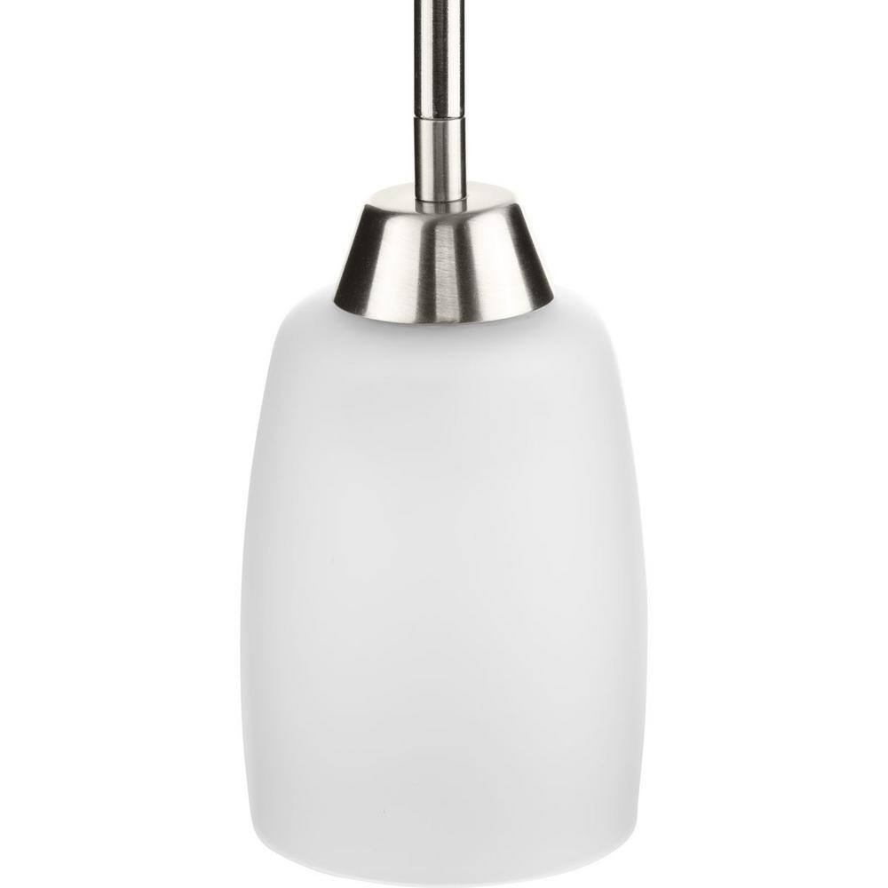 Brushed Nickel Mini Pendant Light with Etched Glass Shade