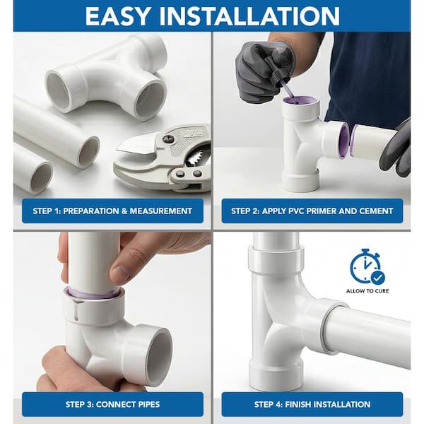 PLUMBFLEX 4 in. PVC DWV 2-Way Cleanout H x H x H, White Rigid PVC