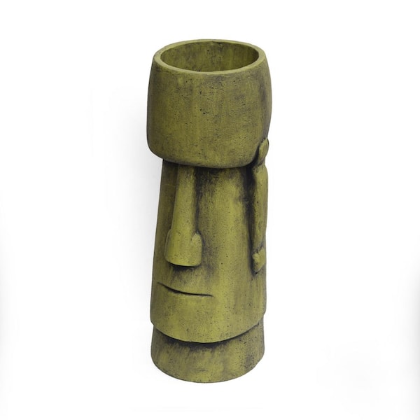 Cayton 8.75 in. W x 24 in. H Antique Green Concrete Outdoor Patio Urn