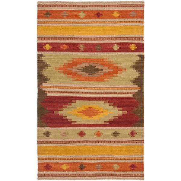 SAFAVIEH Kilim Brown/Multi 3 ft. x 5 ft. Geometric Area Rug