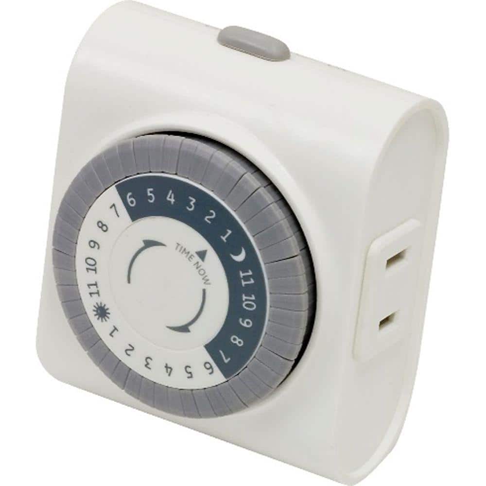 iPower Indoor Mini 24-Hour Mechanical Outlet Timer, 3-Prong, 10