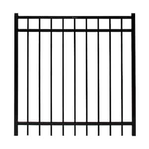 Versai 4 ft. W x 4 ft. H Gloss Black Steel Flat Top Design Fence Gate