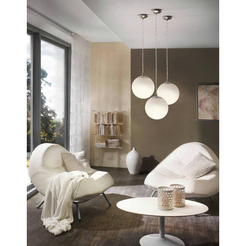 Matte Nickel and Frosted Glass Globe Pendant Light