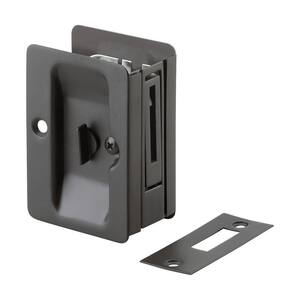 3-1/4 in. (82 mm) Oil-Rubbed Bronze Pocket Door Pull with Privacy Lock