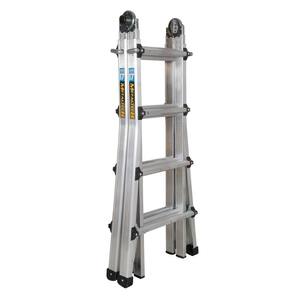 18 ft. Reach Aluminum Telescoping Multi-Position 5-in-1 Indoor/Outdoor Ladder for Extensions, 300 lbs. Load Capacity