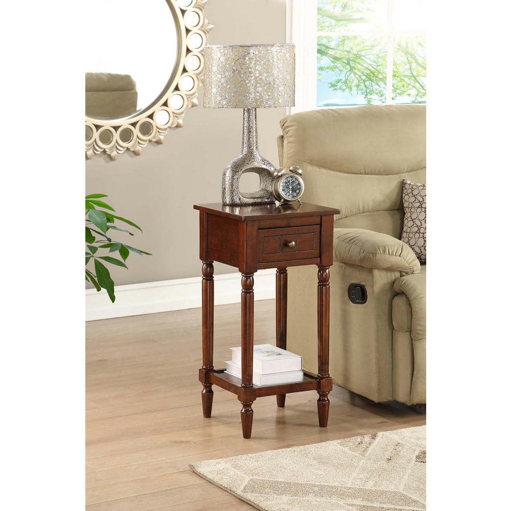 Espresso Wood Accent Table with Drawer and Shelf
