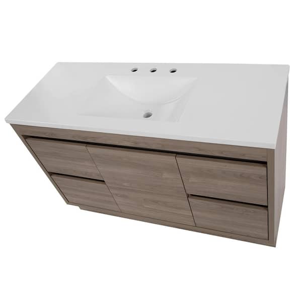 Home Decorators Collection Stockley 18 in. W x 19 in. D x 22 in. H Single  Sink Floating Bath Vanity in Forest Elm with White Cultured Marble Top  B36X20167 - The Home Depot
