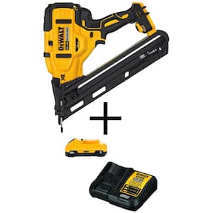 20V MAX XR Lithium-Ion 15-Gauge Cordless Angled Finish Nailer, (1) 3.0Ah Battery, and Charger