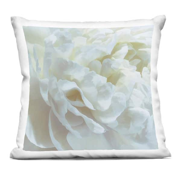 Stupell Industries Elegant White Petals White Abstract Polyester 18 in. x 18 in. Throw Pillow