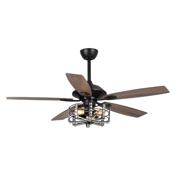 Parrot Uncle Vaughn 52 In Indoor Black Reversible Ceiling Fan With Remote Control And Light Kit F6317110v The