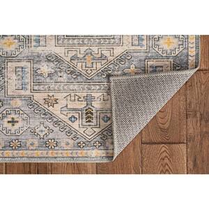 Washable Phillip Grey/Beige 5 ft. x 7 ft. Abstract Rectangle Area Rug