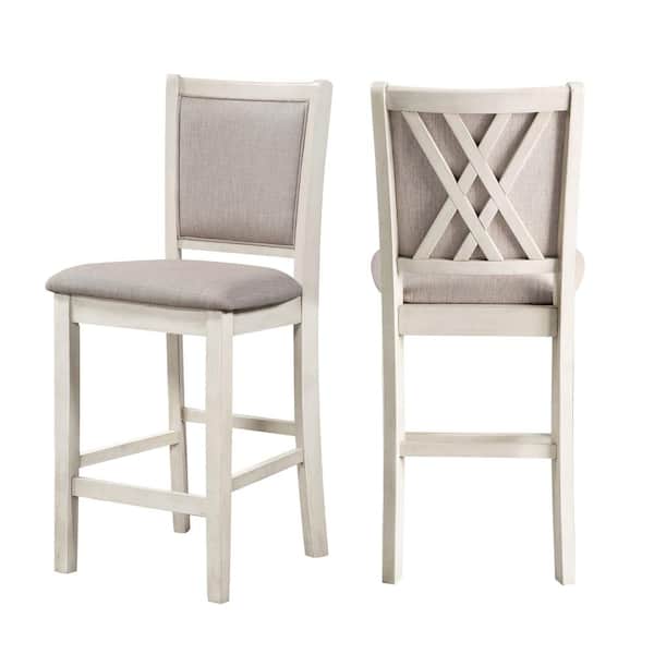 NEW CLASSIC HOME FURNISHINGS New Classic Furniture Amy Bisque Solid Wood Counter Chair (Set of 2)