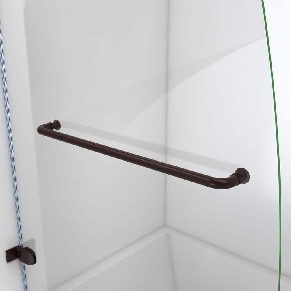 Aqua Uno Oil-Rubbed Bronze Frameless Hinged Tub Door with Clear Glass