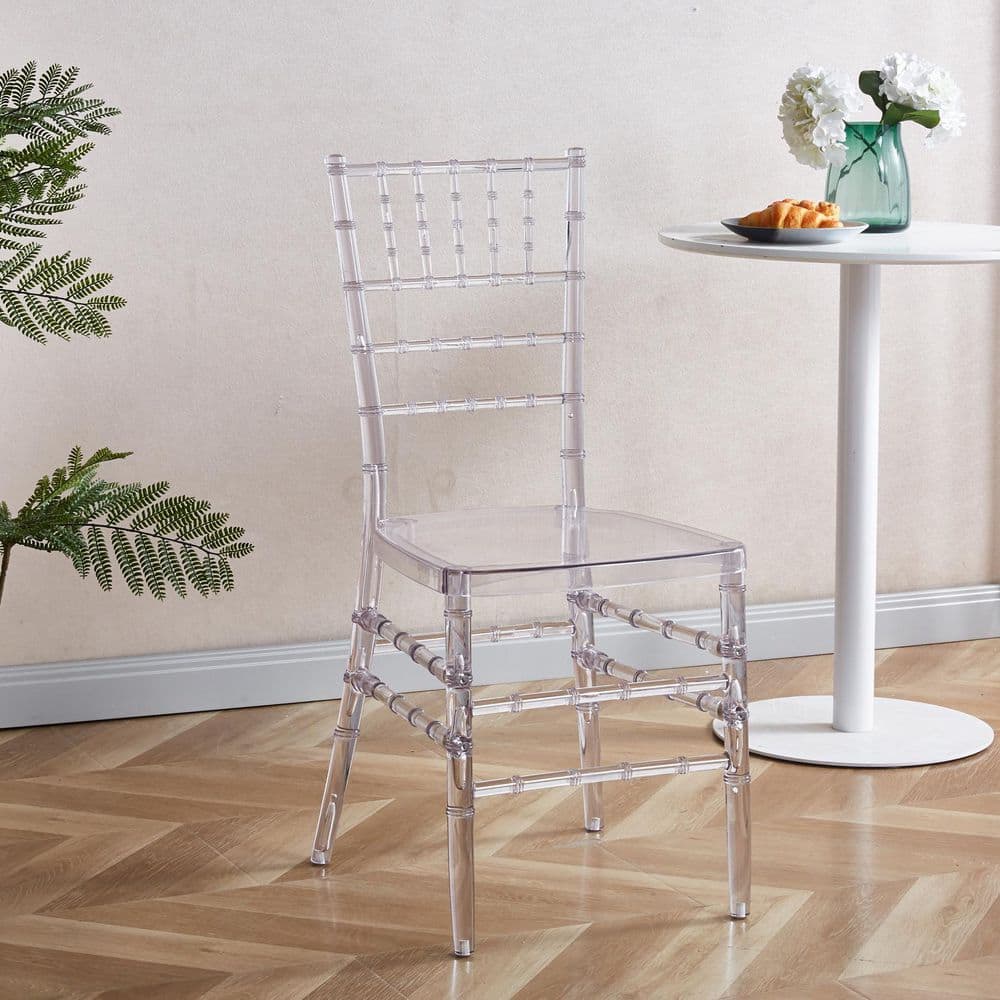 Transparent Plastic Welding Chair Outdoor Dining Chair (Set of 4)
