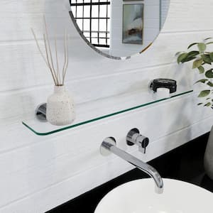 Metra Flexi-Fix 3.1 in. D x 4.9 in. H x 25.1 in. W Glass Bathroom Shelf in Chrome
