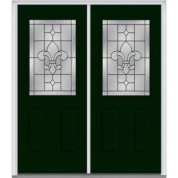 MMI Door 64 in. x 80 in. Carrollton Right-Hand 1/2 Lite 2-Panel Classic Painted Steel Prehung Front Door