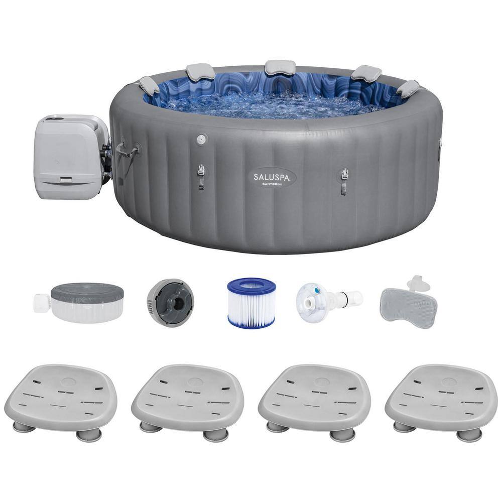 Bestway Santorini 7Person HydroJet Hot Tub with Set of 4 SaluSpa Pool