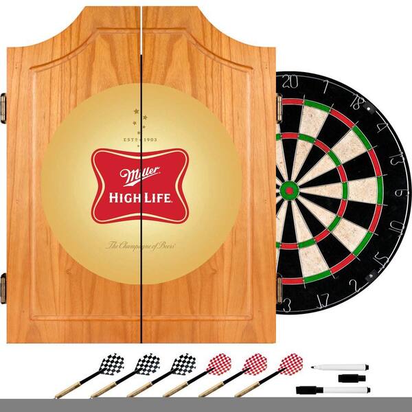 Trademark Wood Finish Dart Cabinet Set - Miller High Life