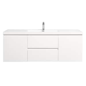 Newport 58.7 in. W x 19.5 in. D x 20.5 in. H Single Sink Bath Vanity in White with White Resin Top