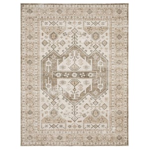 Harmony Global Brown 3 ft. 6 in. X 5 ft. 6 in. Polyester Indoor Machine Washable Area Rug