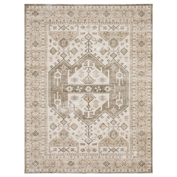 Home Decorators Collection Harmony Global Brown 3 ft. 6 in. X 5 ft. 6 in. Polyester Indoor Machine Washable Area Rug