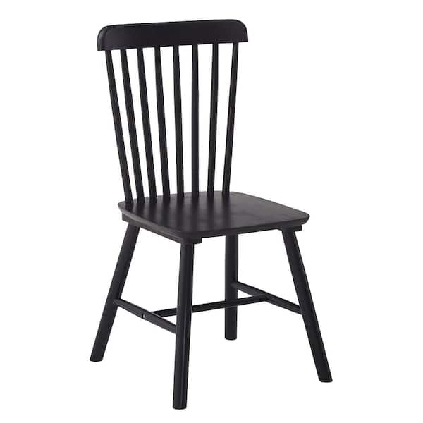 Unbranded Black Rubber Wood Dining Chair Living Room Chair Simple and Natural Set of 4