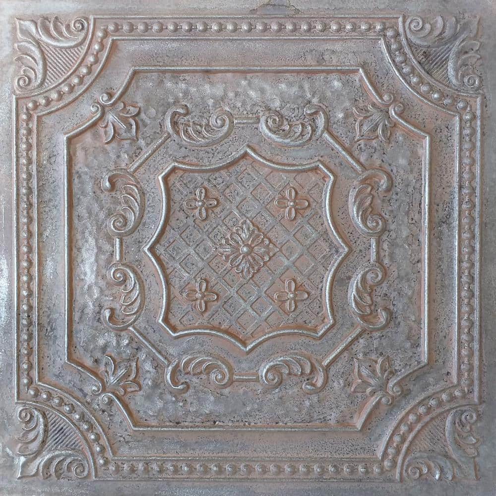 Elizabethan Shield Weathered Iron 2 ft. x 2 ft. PVC Glue Up or Lay in Faux Tin Ceiling Tile (300 sq. ft./Case) price history on PriceWatchPro