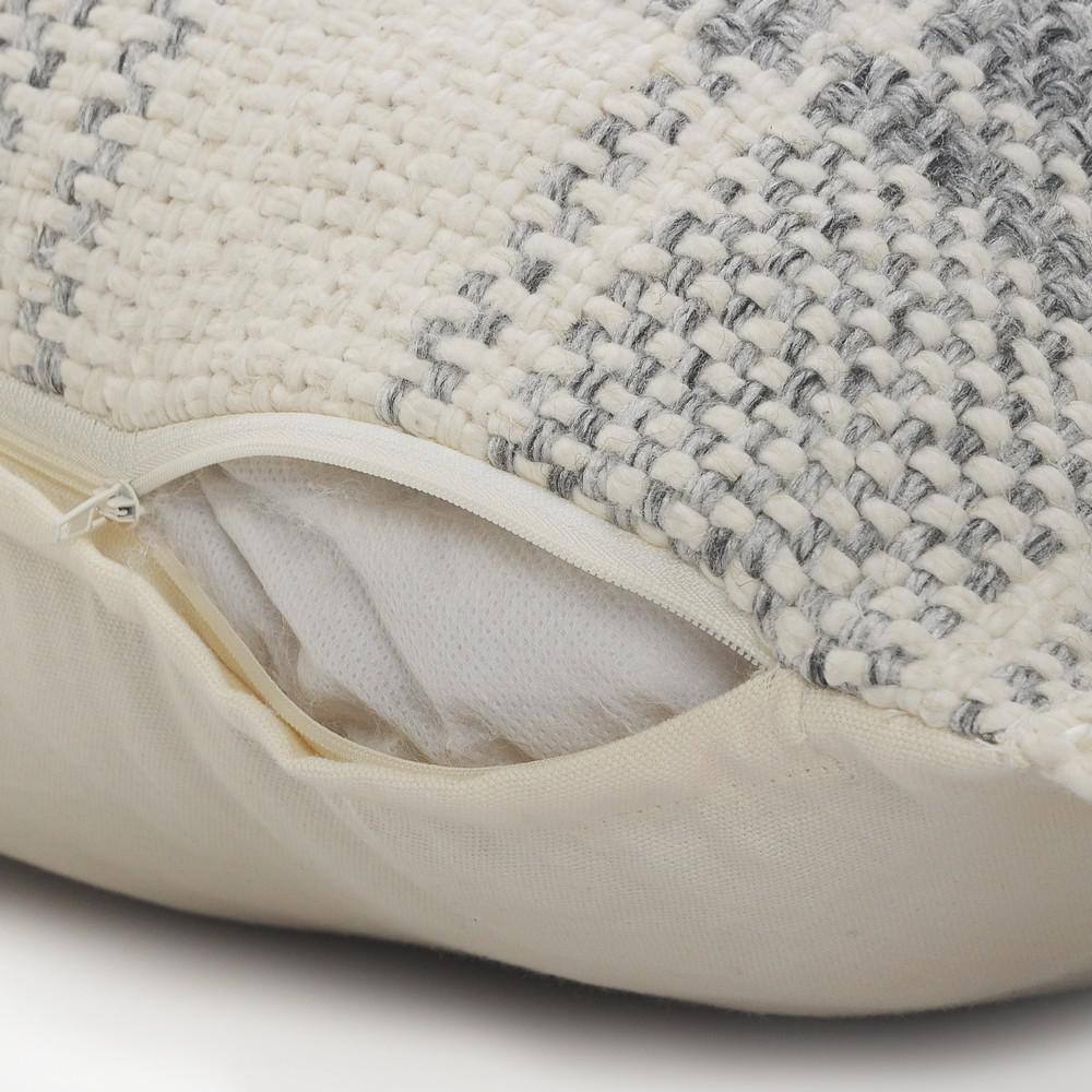 Charles 20" Gray Plaid Cotton Fringed Throw Pillow